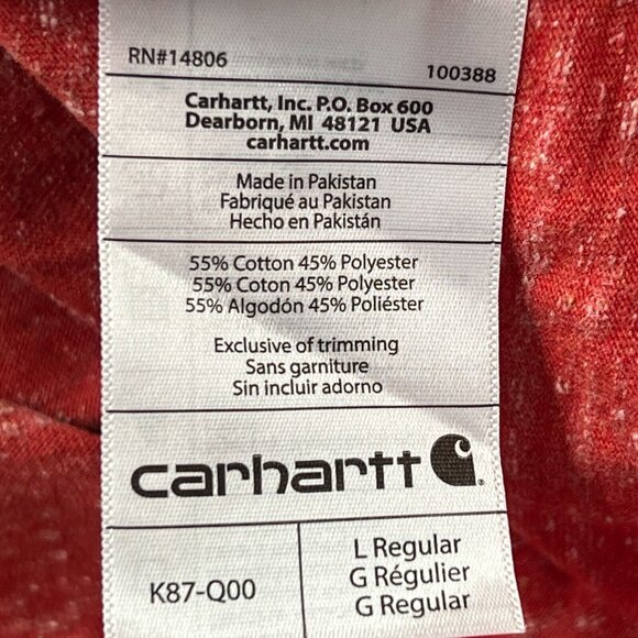 Carhartt Pocket T-Shirt Mens Large Original Fit Salmon Workwear - Picture 5 of 7